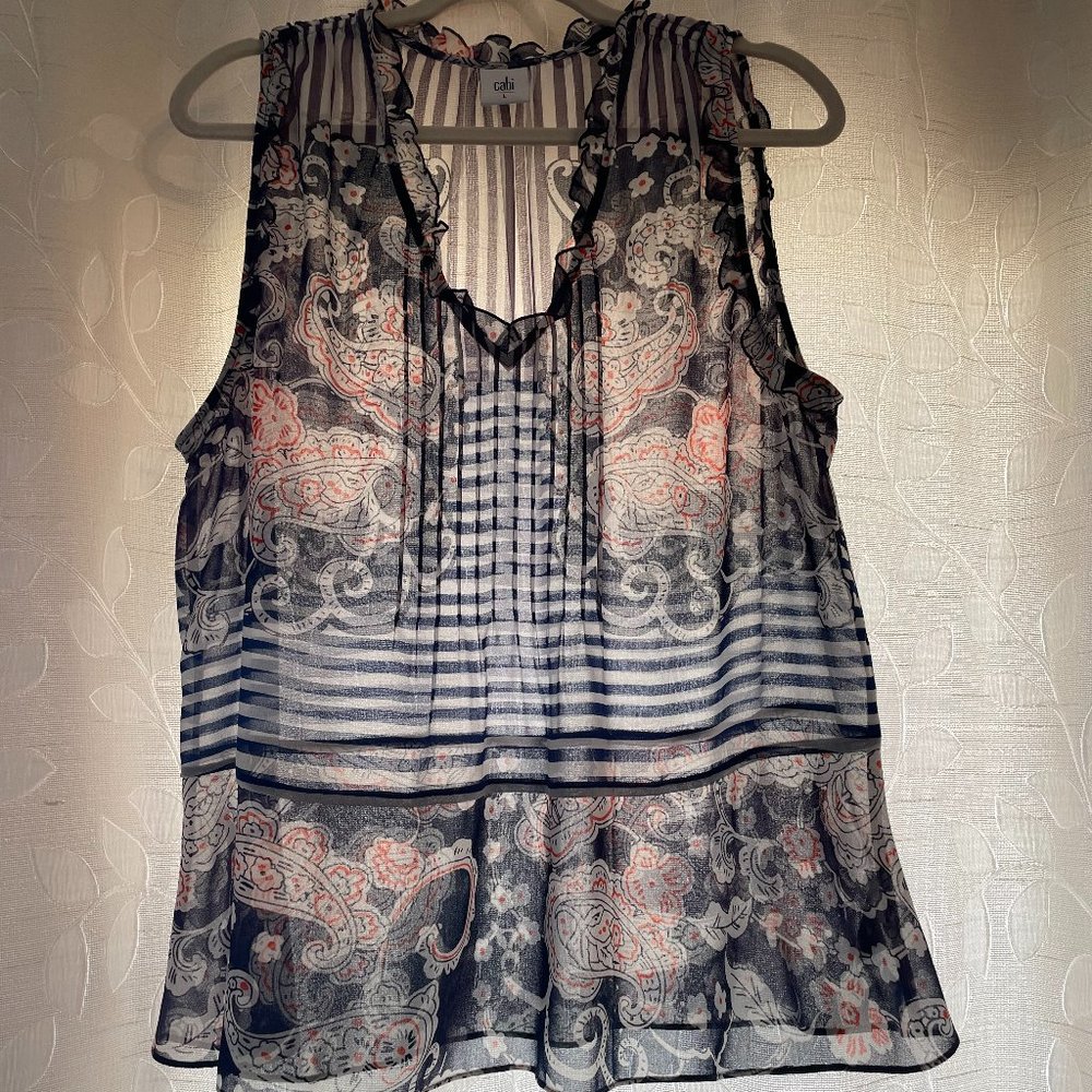 Cabi #5349 Paisley Pattern Peplum Sleeveless - fits like XL